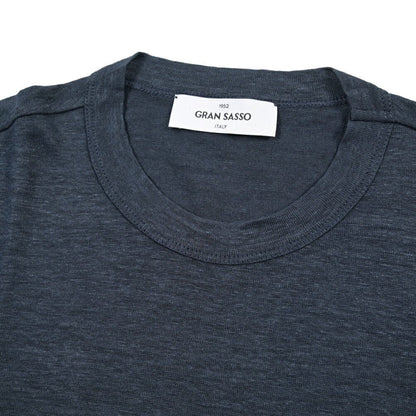 26SS GRAN SASSO リネン100% 長袖ニットTシャツ ネイビー 48 | GUARDAROBA MILANO OFFICIAL STORE
