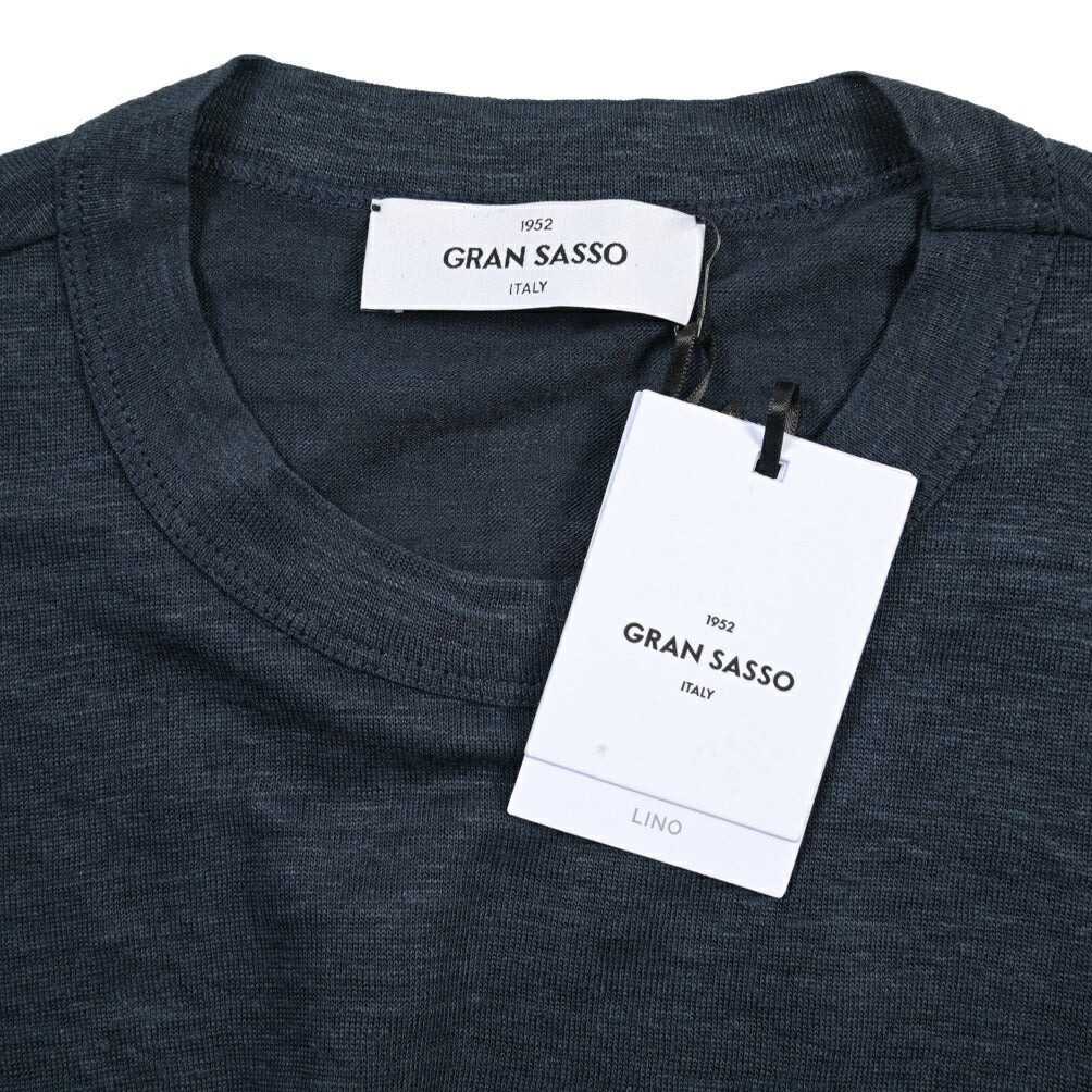 26SS GRAN SASSO リネン100% 長袖ニットTシャツ ネイビー 48 | GUARDAROBA MILANO OFFICIAL STORE