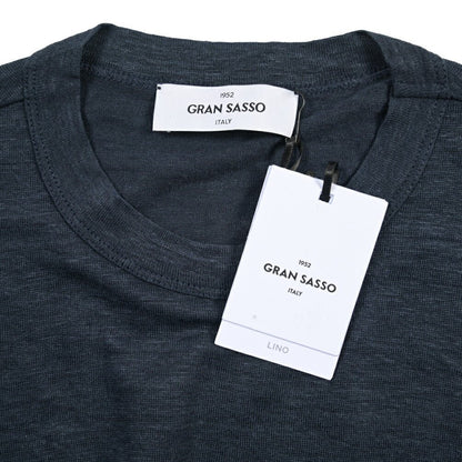 26SS GRAN SASSO リネン100% 長袖ニットTシャツ ネイビー 48 | GUARDAROBA MILANO OFFICIAL STORE