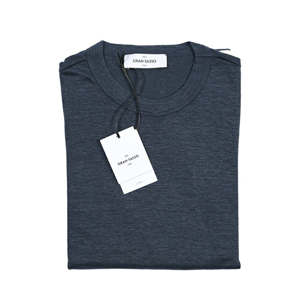 26SS GRAN SASSO リネン100% 長袖ニットTシャツ ネイビー 46 | GUARDAROBA MILANO OFFICIAL STORE