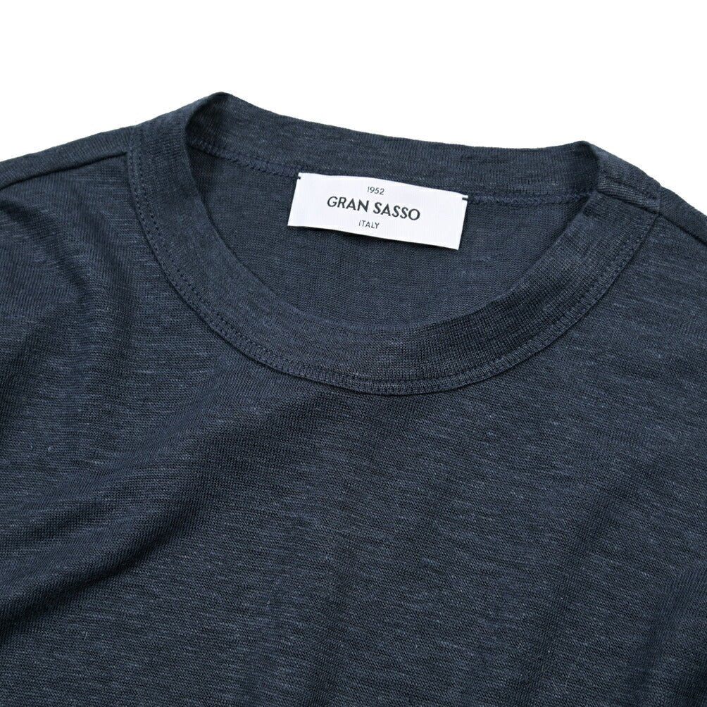 26SS GRAN SASSO リネン100% 長袖ニットTシャツ ネイビー 46 | GUARDAROBA MILANO OFFICIAL STORE