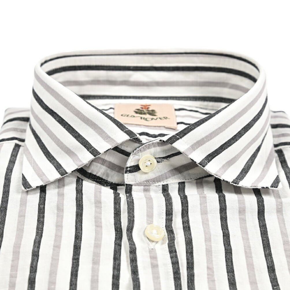 26SS GUY ROVER リネン混コットン ストライプ柄ワイドカラーシャツ｜429641-40｜GUARDAROBA MILANO OFFICIAL STORE