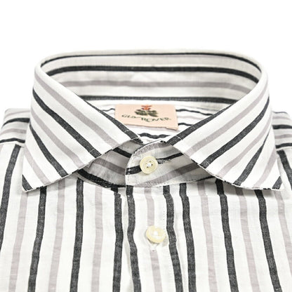 26SS GUY ROVER リネン混コットン ストライプ柄ワイドカラーシャツ｜429641-40｜GUARDAROBA MILANO OFFICIAL STORE