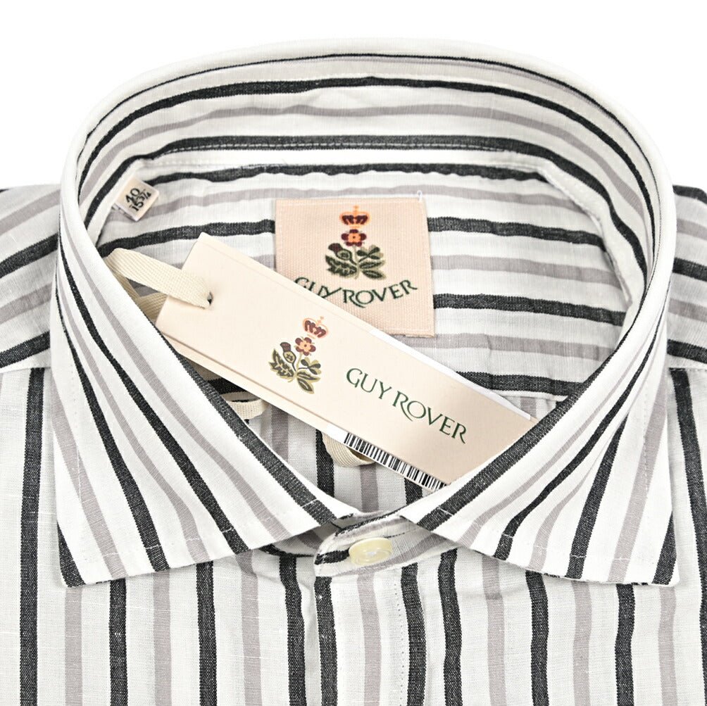 26SS GUY ROVER リネン混コットン ストライプ柄ワイドカラーシャツ｜429641-40｜GUARDAROBA MILANO OFFICIAL STORE