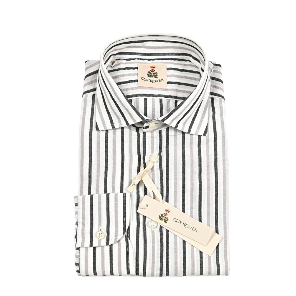 26SS GUY ROVER リネン混コットン ストライプ柄ワイドカラーシャツ｜429641-40｜GUARDAROBA MILANO OFFICIAL STORE
