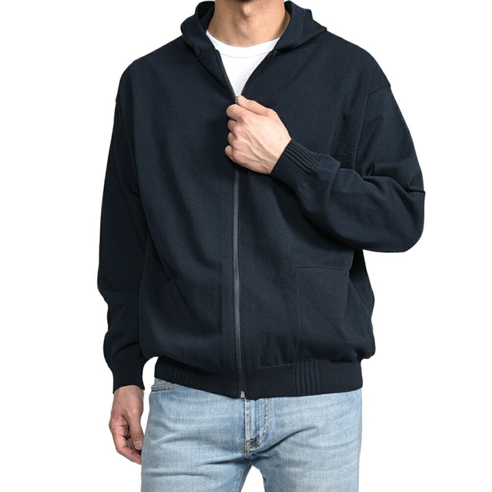 26SS HERNO "Laminar" コットンニット ジップパーカー ネイビー XS | GUARDAROBA MILANO OFFICIAL STORE