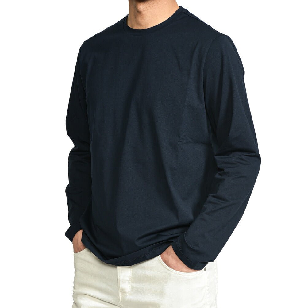 26SS HERNO ストレッチコットン 長袖Tシャツ ネイビー S | GUARDAROBA MILANO OFFICIAL STORE