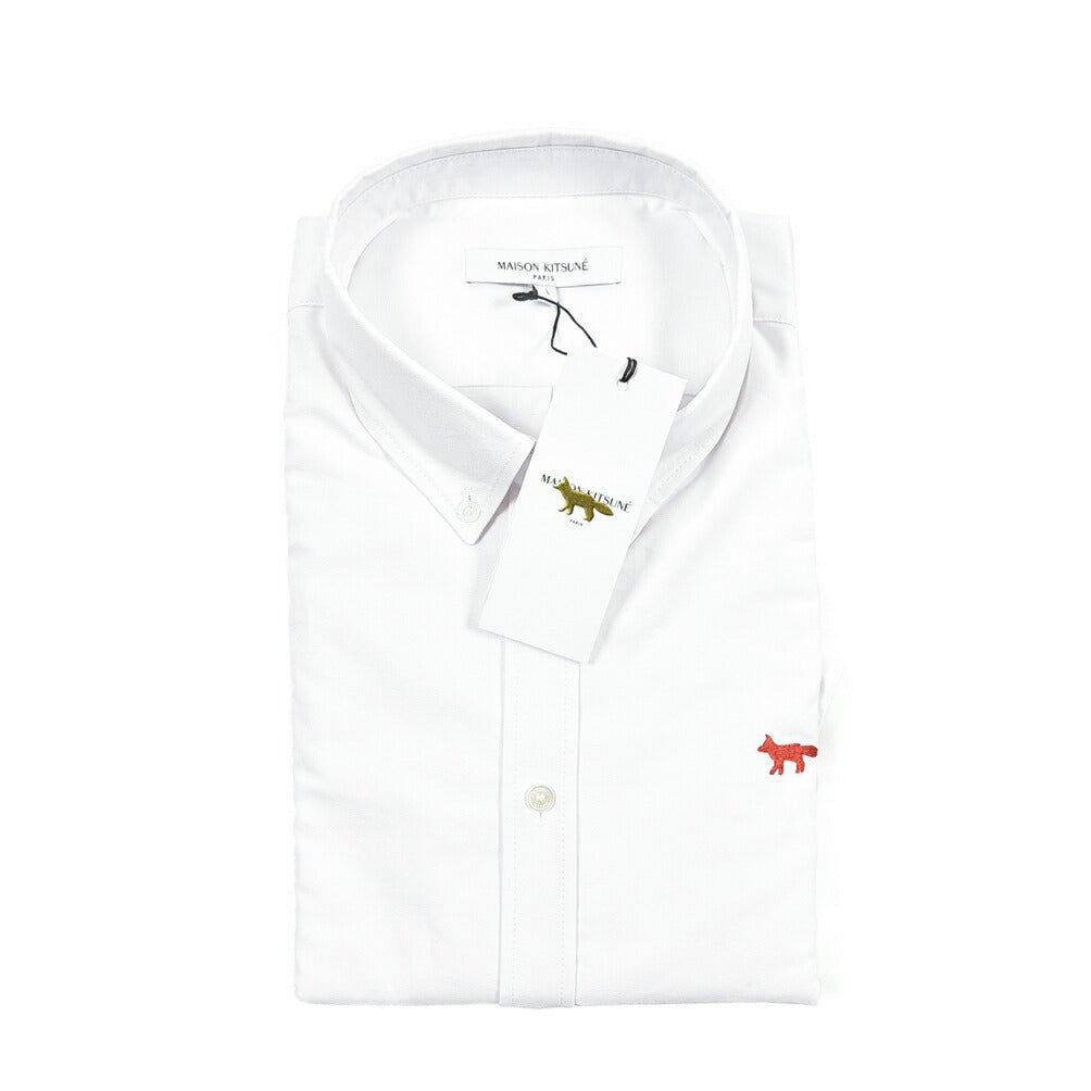 26SS MAISON KITSUNE オーガニックコットン100% ボタンダウンシャツ ホワイト XS | GUARDAROBA MILANO OFFICIAL STORE