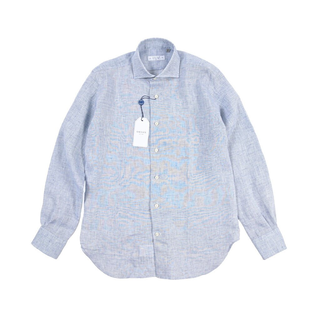 26SS ORIAN リネン100% ホリゾンタルカラードレスシャツ / Vintage Classic ブルー 39 | GUARDAROBA MILANO OFFICIAL STORE