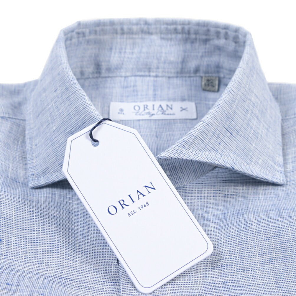 26SS ORIAN リネン100% ホリゾンタルカラードレスシャツ / Vintage Classic ブルー 39 | GUARDAROBA MILANO OFFICIAL STORE