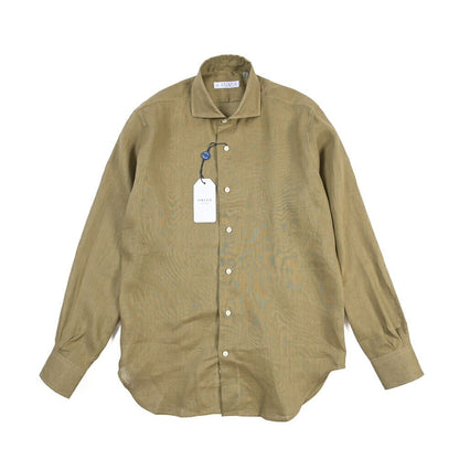 26SS ORIAN リネン100% ホリゾンタルカラードレスシャツ / Vintage Classic カーキグリーン 38 | GUARDAROBA MILANO OFFICIAL STORE
