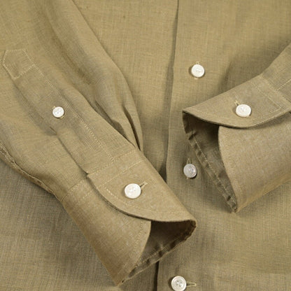26SS ORIAN リネン100% ホリゾンタルカラードレスシャツ / Vintage Classic カーキグリーン 38 | GUARDAROBA MILANO OFFICIAL STORE