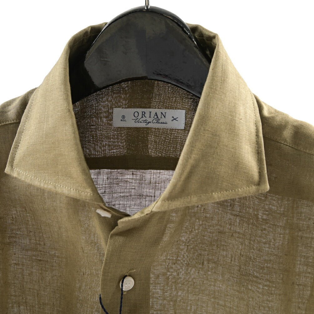 26SS ORIAN リネン100% ホリゾンタルカラードレスシャツ / Vintage Classic カーキグリーン 38 | GUARDAROBA MILANO OFFICIAL STORE