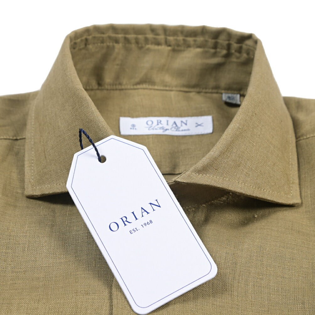 26SS ORIAN リネン100% ホリゾンタルカラードレスシャツ / Vintage Classic カーキグリーン 38 | GUARDAROBA MILANO OFFICIAL STORE