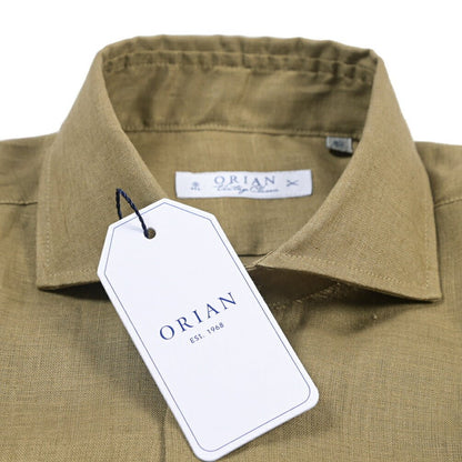 26SS ORIAN リネン100% ホリゾンタルカラードレスシャツ / Vintage Classic カーキグリーン 38 | GUARDAROBA MILANO OFFICIAL STORE