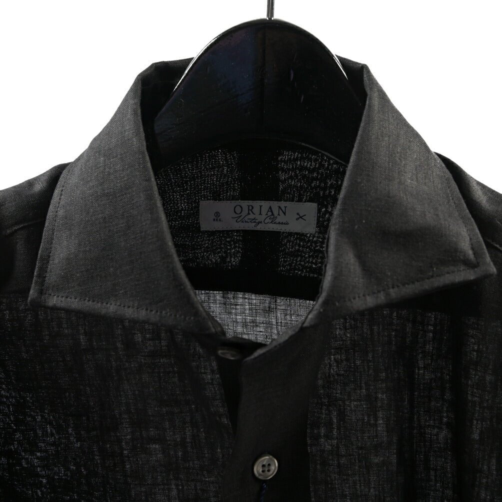 26SS ORIAN リネン100% ホリゾンタルカラードレスシャツ / Vintage Classic A. ブラック 38 | GUARDAROBA MILANO OFFICIAL STORE