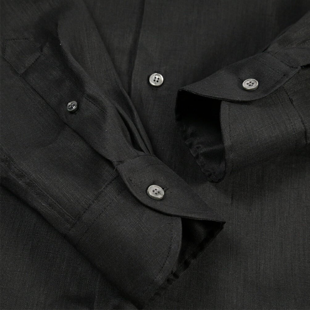 26SS ORIAN リネン100% ホリゾンタルカラードレスシャツ / Vintage Classic A. ブラック 38 | GUARDAROBA MILANO OFFICIAL STORE