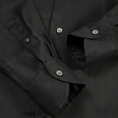 26SS ORIAN リネン100% ホリゾンタルカラードレスシャツ / Vintage Classic A. ブラック 38 | GUARDAROBA MILANO OFFICIAL STORE