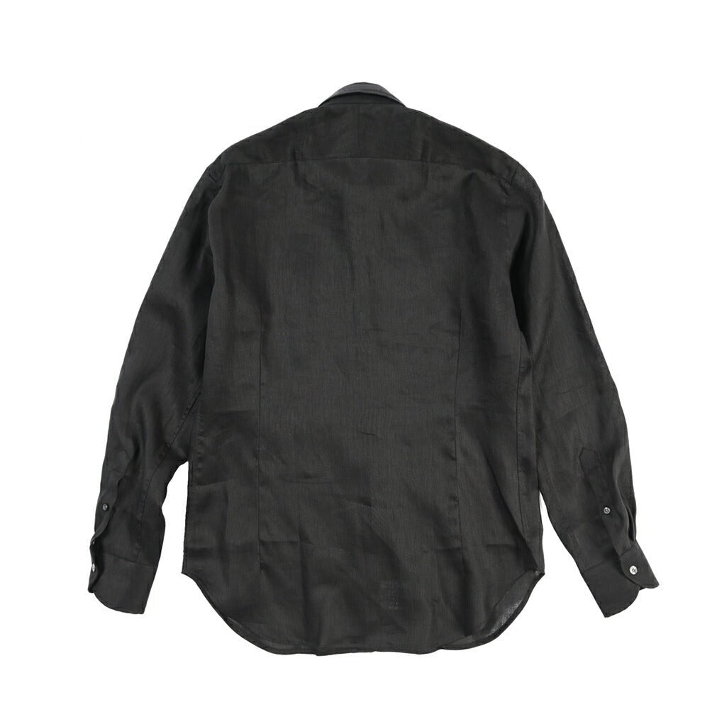 26SS ORIAN リネン100% ホリゾンタルカラードレスシャツ / Vintage Classic A. ブラック 38 | GUARDAROBA MILANO OFFICIAL STORE