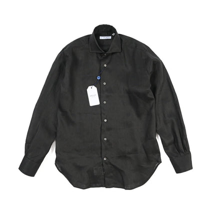 26SS ORIAN リネン100% ホリゾンタルカラードレスシャツ / Vintage Classic A. ブラック 38 | GUARDAROBA MILANO OFFICIAL STORE