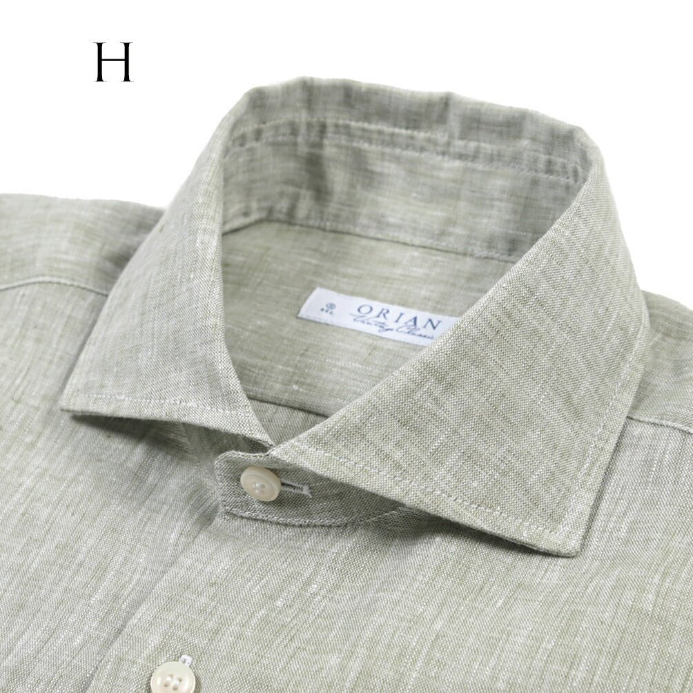 26SS ORIAN リネン100% ホリゾンタルカラードレスシャツ / Vintage Classic A. ブラック 38 | GUARDAROBA MILANO OFFICIAL STORE