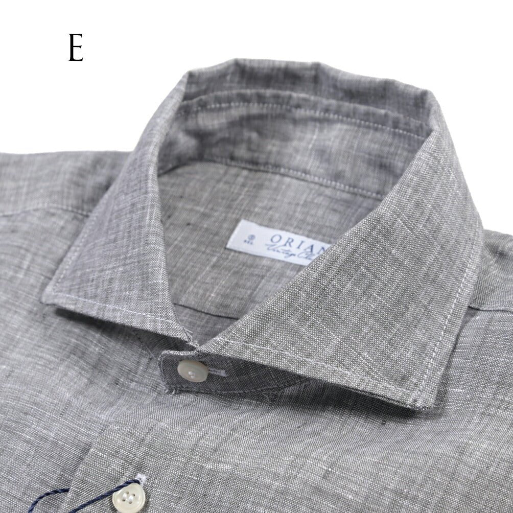 26SS ORIAN リネン100% ホリゾンタルカラードレスシャツ / Vintage Classic A. ブラック 38 | GUARDAROBA MILANO OFFICIAL STORE