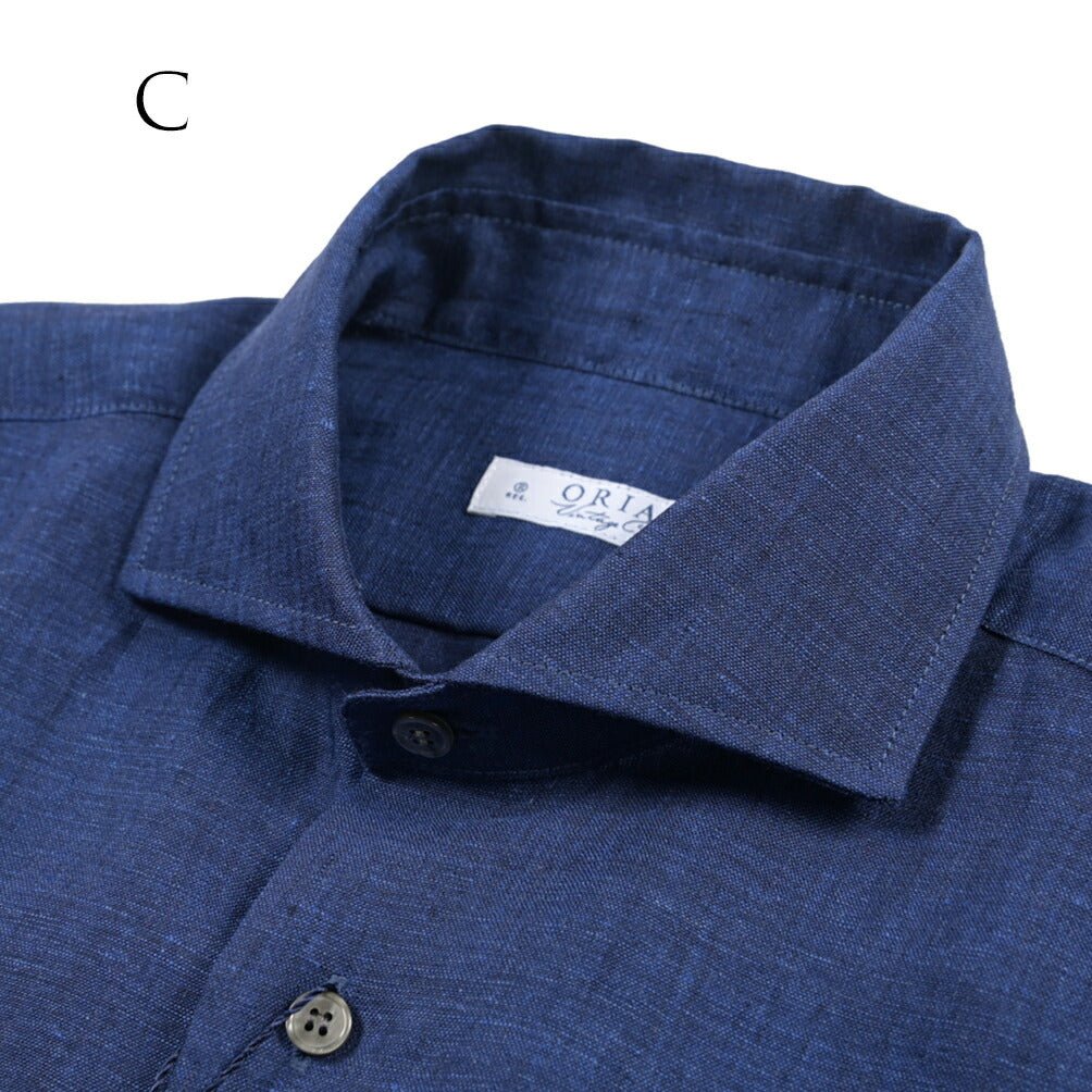 26SS ORIAN リネン100% ホリゾンタルカラードレスシャツ / Vintage Classic A. ブラック 38 | GUARDAROBA MILANO OFFICIAL STORE