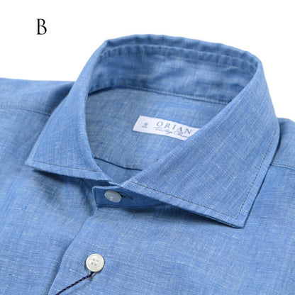 26SS ORIAN リネン100% ホリゾンタルカラードレスシャツ / Vintage Classic A. ブラック 38 | GUARDAROBA MILANO OFFICIAL STORE