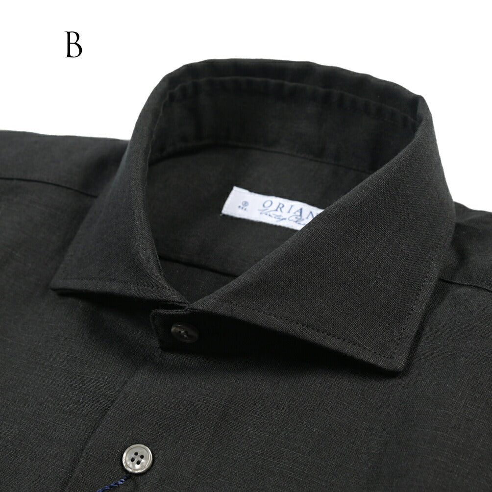 26SS ORIAN リネン100% ホリゾンタルカラードレスシャツ / Vintage Classic A. カーキ 38 | GUARDAROBA MILANO OFFICIAL STORE