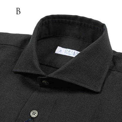 26SS ORIAN リネン100% ホリゾンタルカラードレスシャツ / Vintage Classic A. カーキ 38 | GUARDAROBA MILANO OFFICIAL STORE
