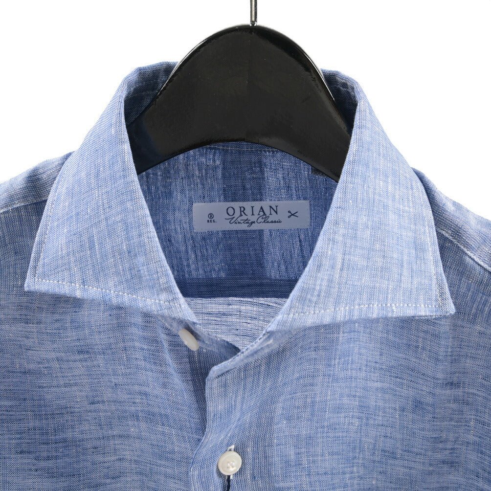 26SS ORIAN リネン100% ホリゾンタルカラードレスシャツ / Vintage Classic A. ブルー 38 | GUARDAROBA MILANO OFFICIAL STORE