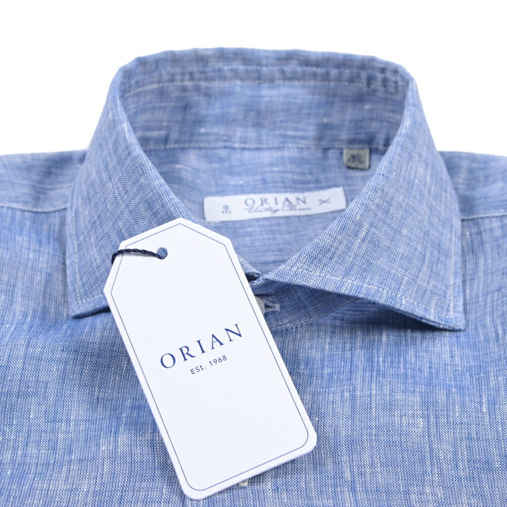 26SS ORIAN リネン100% ホリゾンタルカラードレスシャツ / Vintage Classic A. ブルー 38 | GUARDAROBA MILANO OFFICIAL STORE