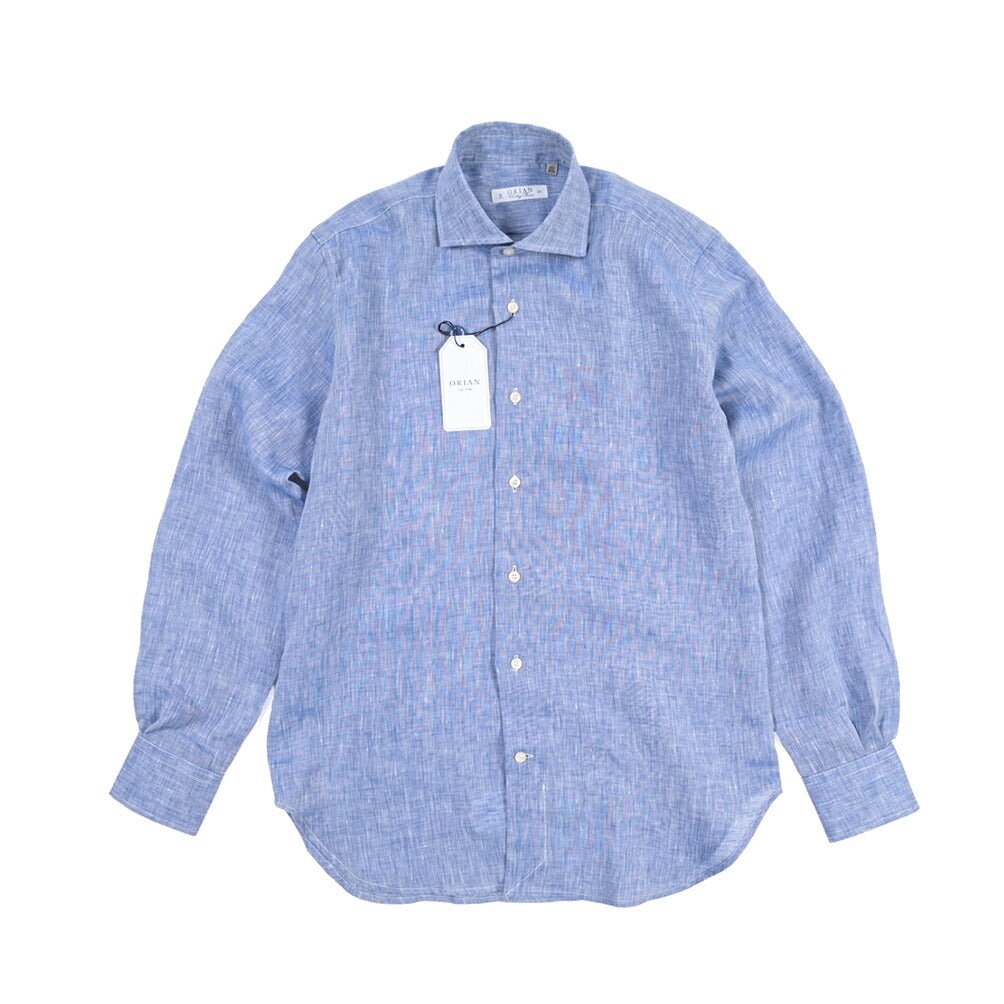 26SS ORIAN リネン100% ホリゾンタルカラードレスシャツ / Vintage Classic A. ブルー 38 | GUARDAROBA MILANO OFFICIAL STORE