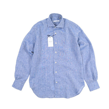 26SS ORIAN リネン100% ホリゾンタルカラードレスシャツ / Vintage Classic A. ブルー 38 | GUARDAROBA MILANO OFFICIAL STORE