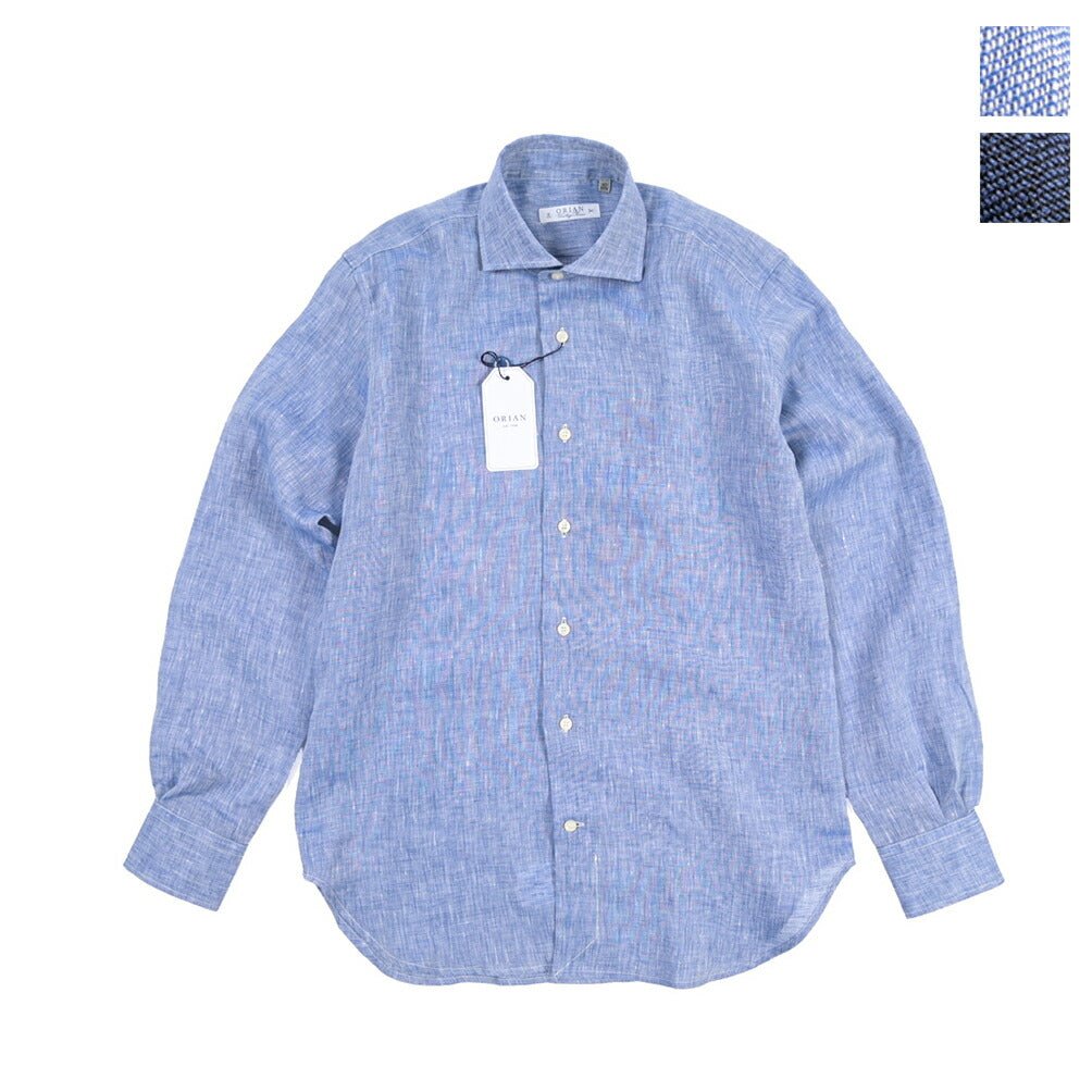 26SS ORIAN リネン100% ホリゾンタルカラードレスシャツ / Vintage Classic A. ブルー 38 | GUARDAROBA MILANO OFFICIAL STORE