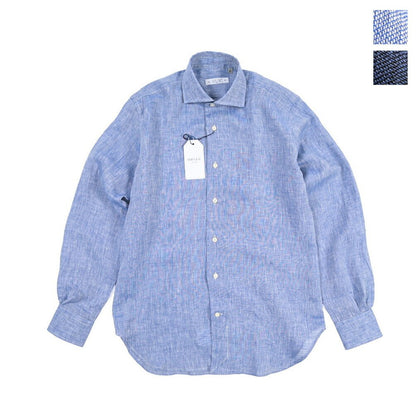 26SS ORIAN リネン100% ホリゾンタルカラードレスシャツ / Vintage Classic A. ブルー 38 | GUARDAROBA MILANO OFFICIAL STORE