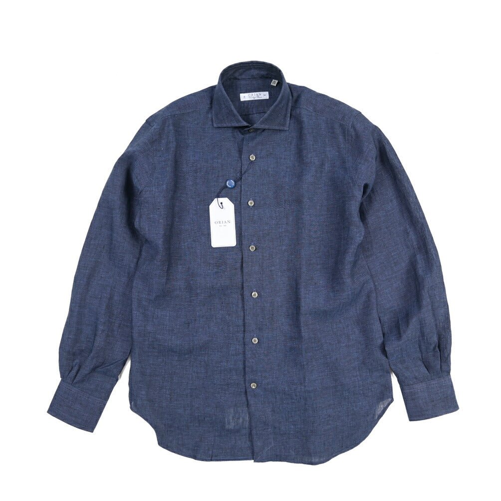 26SS ORIAN リネン100% ホリゾンタルカラードレスシャツ / Vintage Classic A. ブルー 38 | GUARDAROBA MILANO OFFICIAL STORE