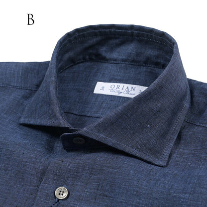 26SS ORIAN リネン100% ホリゾンタルカラードレスシャツ / Vintage Classic A. ブルー 38 | GUARDAROBA MILANO OFFICIAL STORE