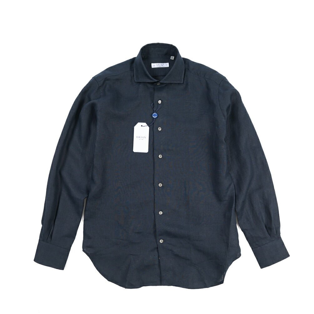 26SS ORIAN リネン100% ホリゾンタルカラードレスシャツ / Vintage Classic A. ネイビー 38 | GUARDAROBA MILANO OFFICIAL STORE