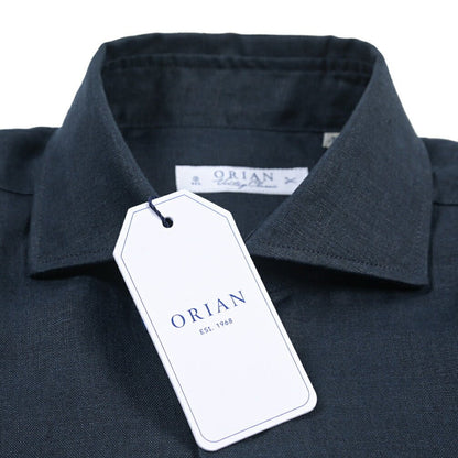 26SS ORIAN リネン100% ホリゾンタルカラードレスシャツ / Vintage Classic A. ネイビー 38 | GUARDAROBA MILANO OFFICIAL STORE