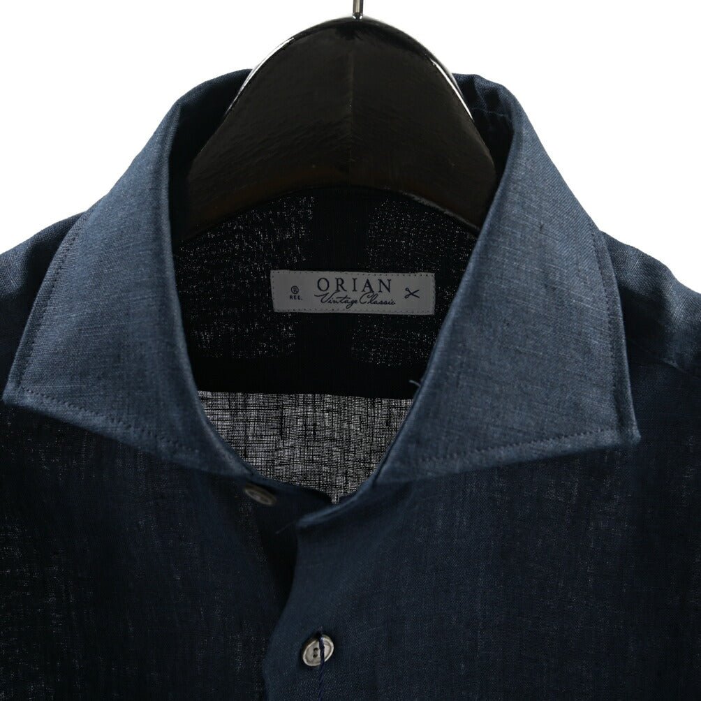 26SS ORIAN リネン100% ホリゾンタルカラードレスシャツ / Vintage Classic A. ネイビー 38 | GUARDAROBA MILANO OFFICIAL STORE