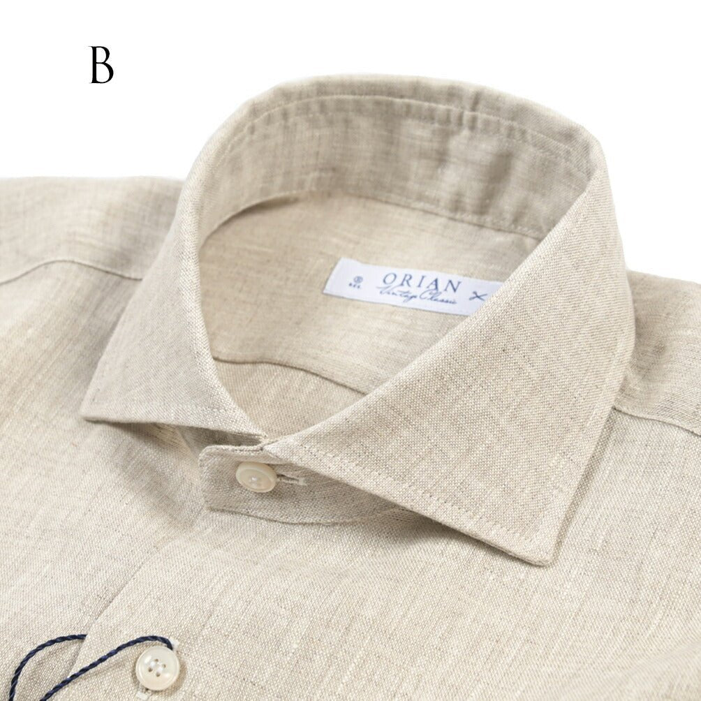 26SS ORIAN リネン100% ホリゾンタルカラードレスシャツ / Vintage Classic A. ネイビー 38 | GUARDAROBA MILANO OFFICIAL STORE