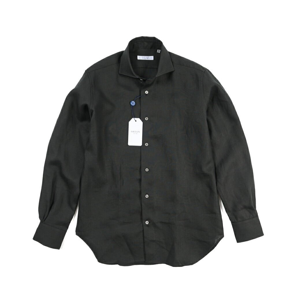 26SS ORIAN リネン100% ホリゾンタルカラードレスシャツ / Vintage Classic ブラック 38 | GUARDAROBA MILANO OFFICIAL STORE