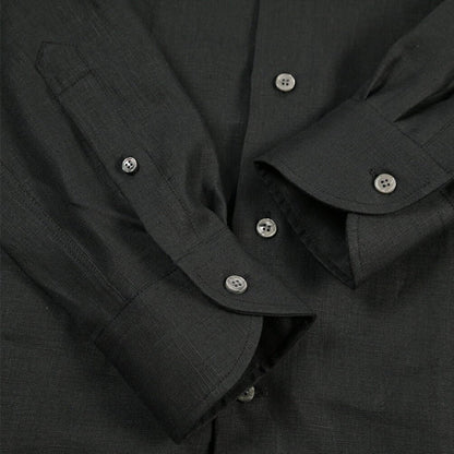 26SS ORIAN リネン100% ホリゾンタルカラードレスシャツ / Vintage Classic ブラック 38 | GUARDAROBA MILANO OFFICIAL STORE