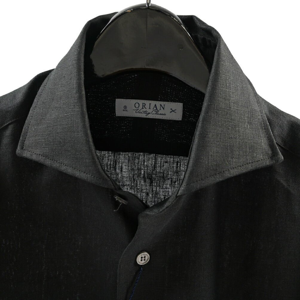 26SS ORIAN リネン100% ホリゾンタルカラードレスシャツ / Vintage Classic ブラック 38 | GUARDAROBA MILANO OFFICIAL STORE