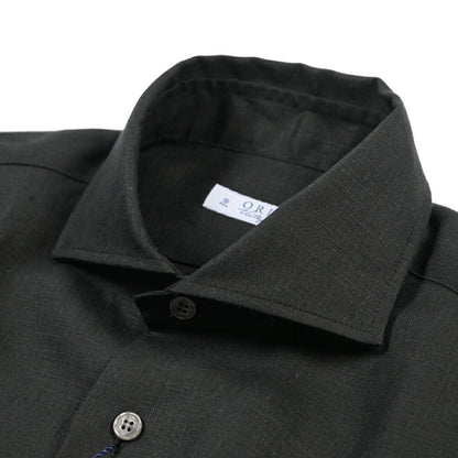 26SS ORIAN リネン100% ホリゾンタルカラードレスシャツ / Vintage Classic ブラック 38 | GUARDAROBA MILANO OFFICIAL STORE