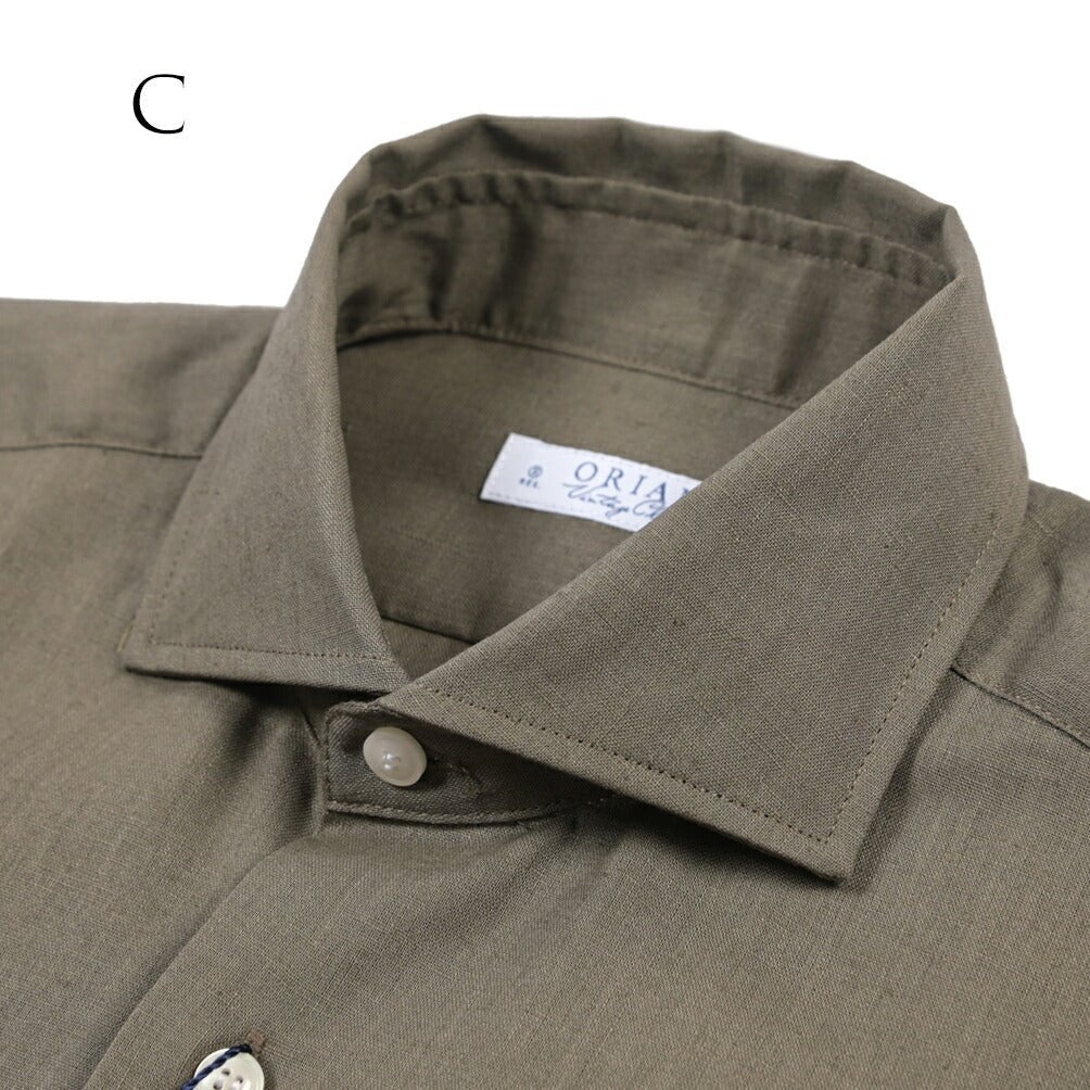 26SS ORIAN リネン混コットン ホリゾンタルカラードレスシャツ / Vintage Classic A.ホワイト 38 | GUARDAROBA MILANO OFFICIAL STORE