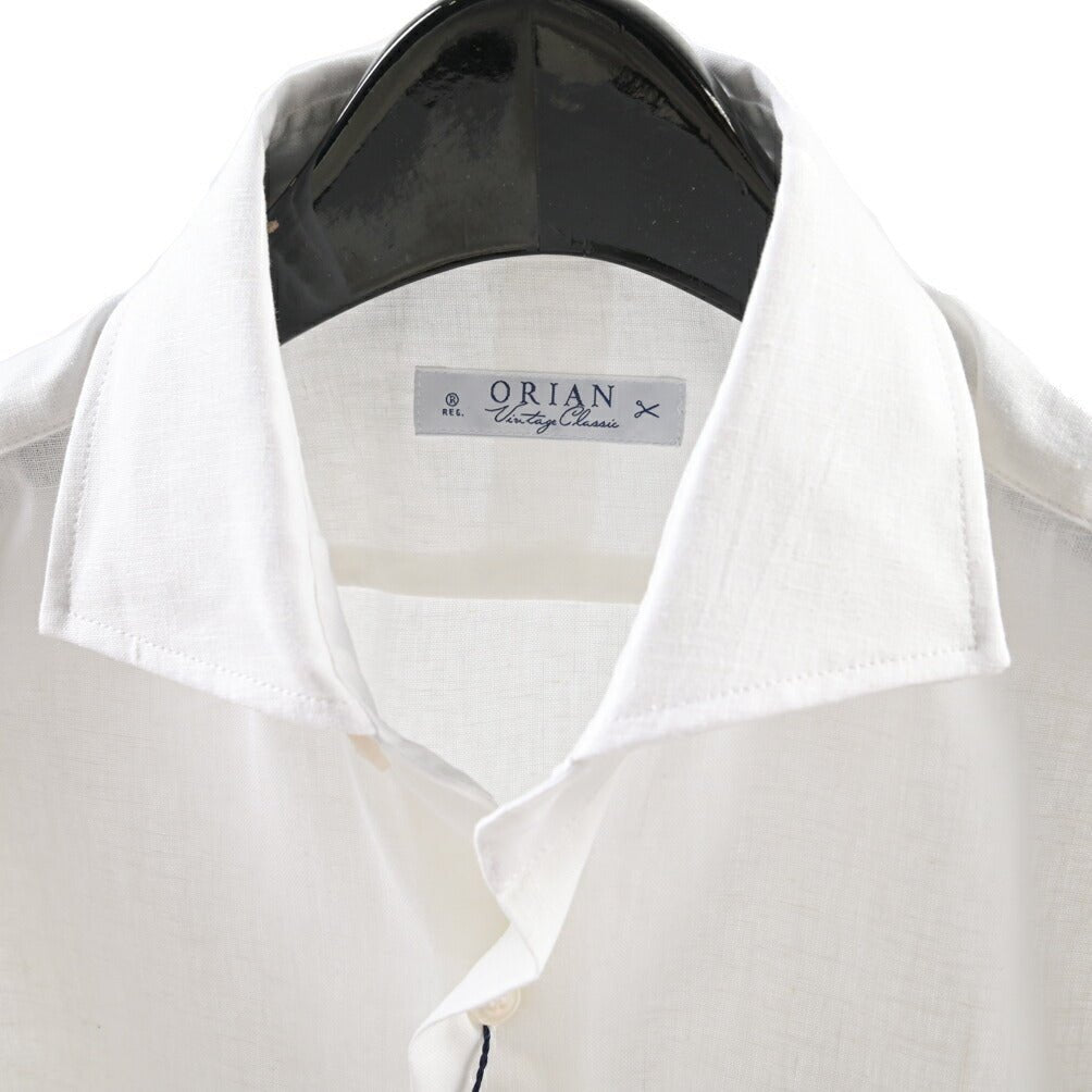 26SS ORIAN リネン混コットン ホリゾンタルカラードレスシャツ / Vintage Classic A.ホワイト 38 | GUARDAROBA MILANO OFFICIAL STORE