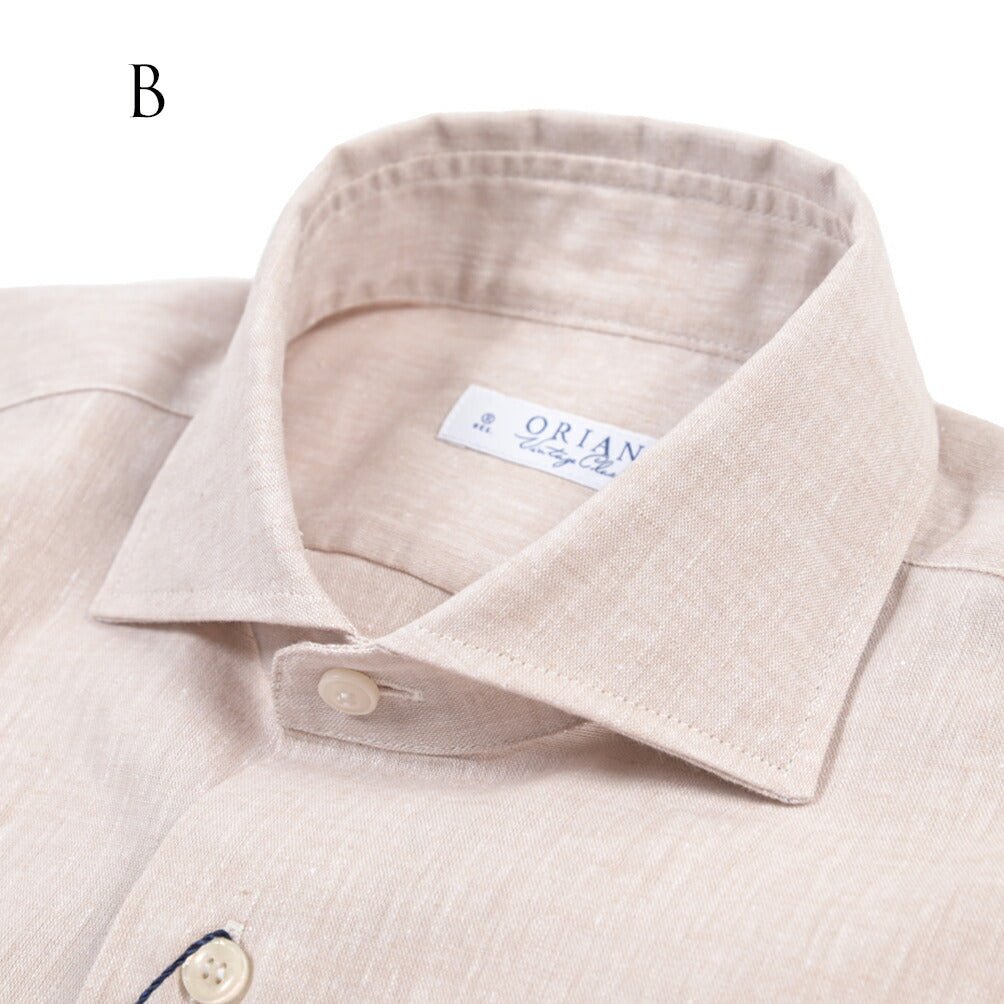 26SS ORIAN リネン混コットン ホリゾンタルカラードレスシャツ / Vintage Classic A.ホワイト 38 | GUARDAROBA MILANO OFFICIAL STORE