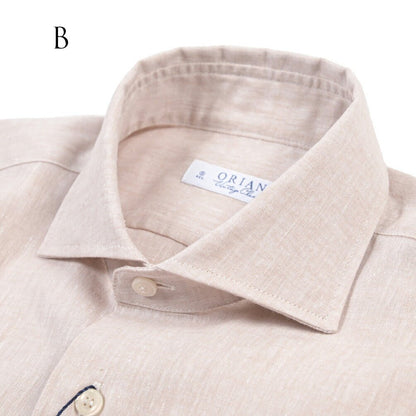 26SS ORIAN リネン混コットン ホリゾンタルカラードレスシャツ / Vintage Classic A.ホワイト 38 | GUARDAROBA MILANO OFFICIAL STORE